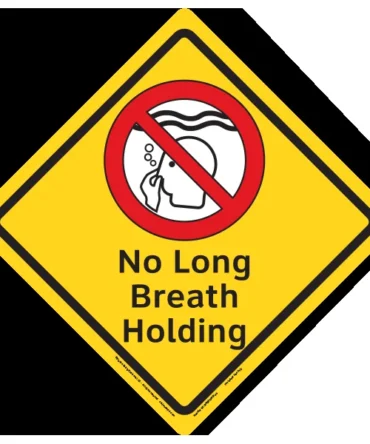 No Long Breath Holding Indoor Pool Safety Diamond Sign – 23 in x 23 in