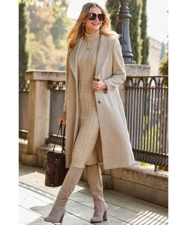 Oatmeal Premium Longline Wool Mix Coat