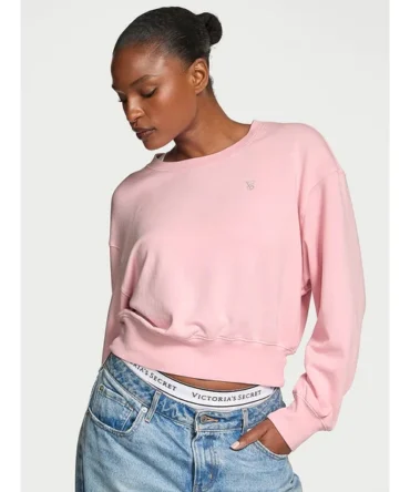 Obsessed Terry Crop Crewneck Sweatshirt