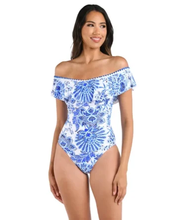 Off Shoulder Ruffle One Piece Swimsuit