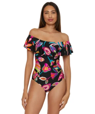 Off The Shoulder Ruffle One Piece Swimsuit