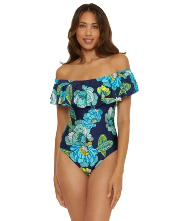 Off-The-Shoulder Ruffle One Piece Swimsuit
