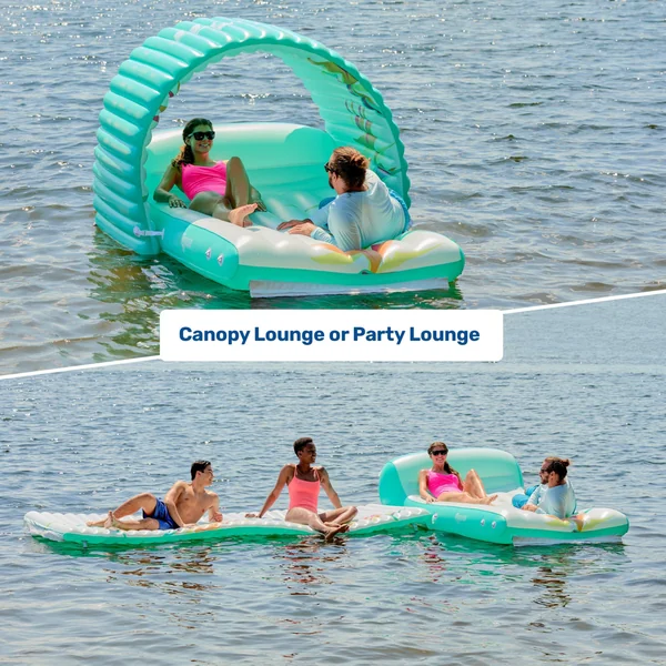 Paradise Dual Lounge & Canopy Platform | Multipurpose Lake Raft and Pool Float