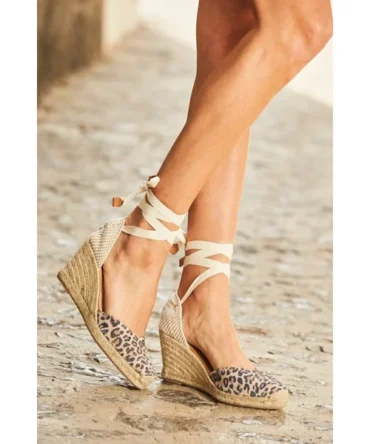 Perla Leopard Print Suede Valenciana Wedge Espadrille