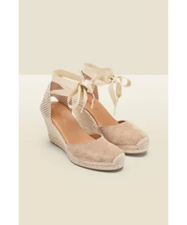 Perla Taupe Suede Valenciana Wedge Espadrille