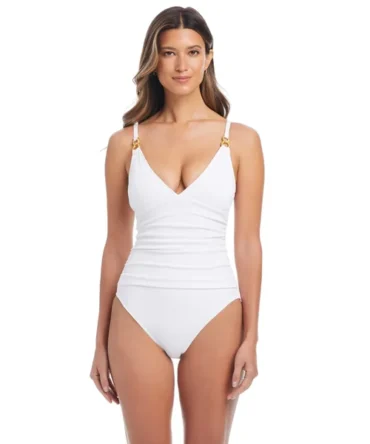 Pique Ole V-Neck One Piece Swimsuit