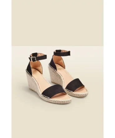 Poesy Black Suede Wedge Espadrille