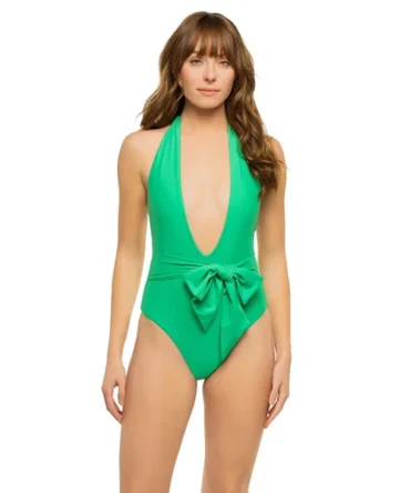 Raquel Halter Plunge One Piece Swimsuit