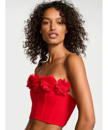 Red Roses Strapless Corset Top