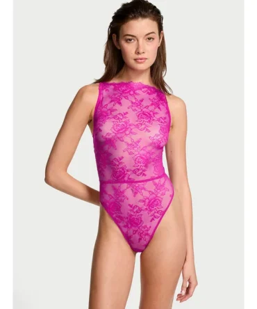 Rose Lace High-Neck Teddy