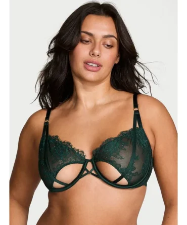 Rose Lace Shimmer Unlined Peekaboo Balconette Bra