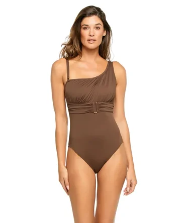 Ruched Asymmetrical One Piece Swimsuit
