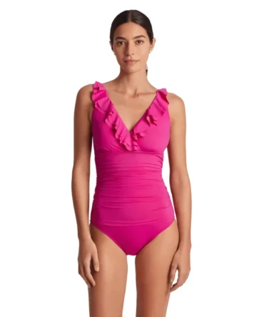 Ruffle Over The Shoulder One Piece Swimsuit