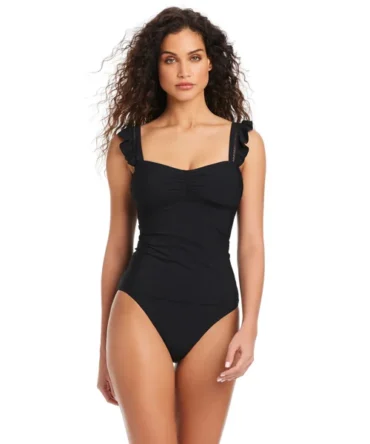 Ruffle Strap Tankini Top