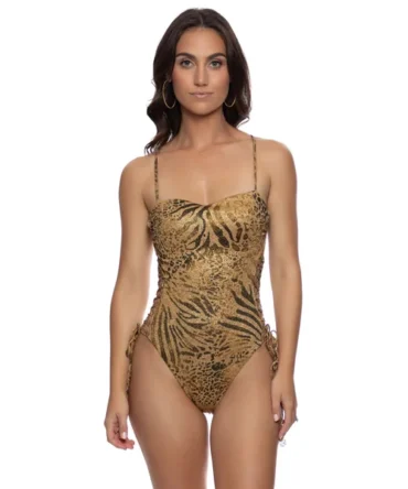 Safari Sunsets Lace-Up One Piece Swimsuit