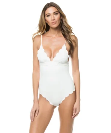 Santa Clara Scallop Over The Shoulder One Piece Swimsuit