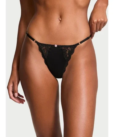 Satin Bow Crotchless V-String Panty