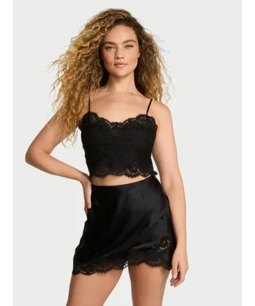 Satin Lace Cami & Mini Skirt Set