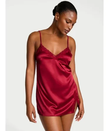 Satin Lace-Trim Mini Slip