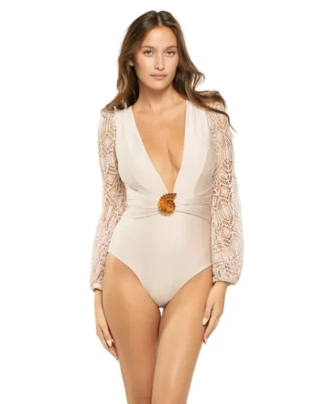 Seashell Plunge One Piece Swimsuit