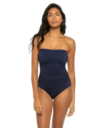 Shirred Bandeau One Piece Swimsuit