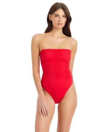 Shirred Bandeau One Piece Swimsuit