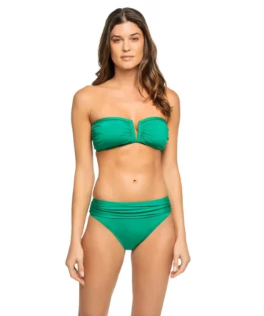 Shirred V-Wire Bandeau Bikini Top