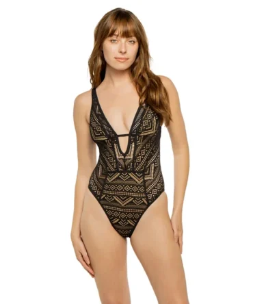 Show & Tell Plunge One Piece Swimsuit