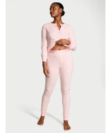 Soft Thermal Henley Long Pajama Set