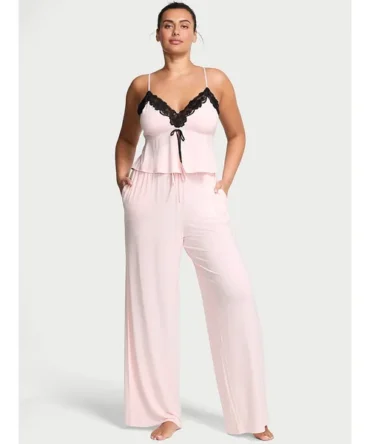 SoSoft™ Modal Lace-Trim Cami & Wide-Leg Pant Set