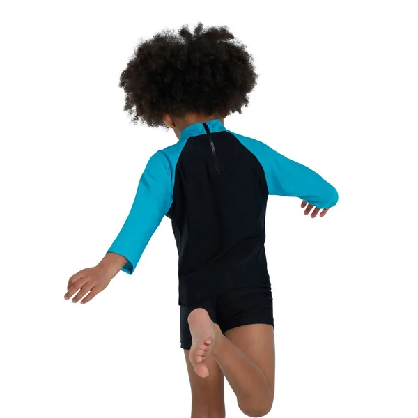 Speedo Boys Long Sleeve Printed Rash Top - Black/Blue