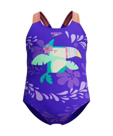 Speedo Girls Digital Printed Swimsuit - Indigo Glow