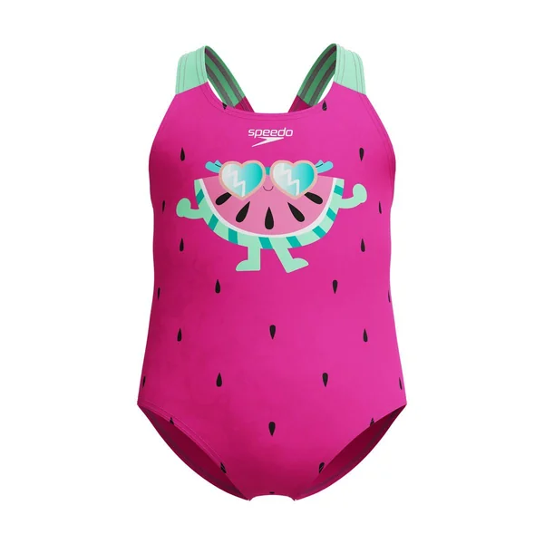 Speedo Girls Digital Printed Swimsuit - Neon Bubblegum
