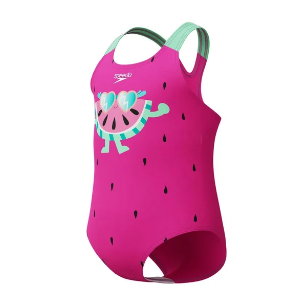 Speedo Girls Digital Printed Swimsuit - Neon Bubblegum