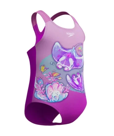 Speedo Girls Digital Printed Swimsuit - Neon Violet