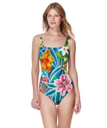 Square Neck One Piece Swimsuit
