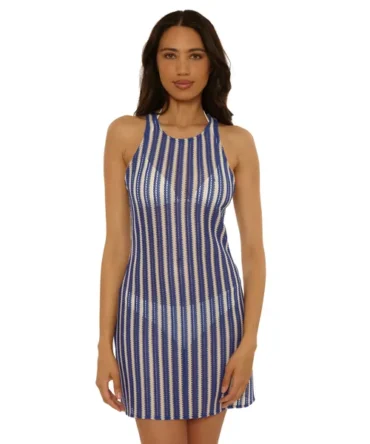 Striped Crochet Mini Dress