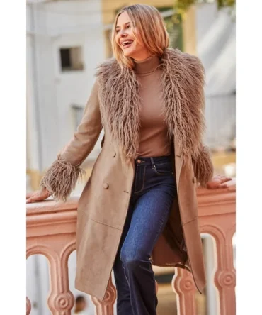 Taupe Luxe Faux Suede & Fur Afghan Coat
