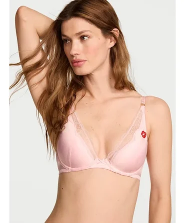 Tease Lightly Lined Satin Kiss Plunge Bra