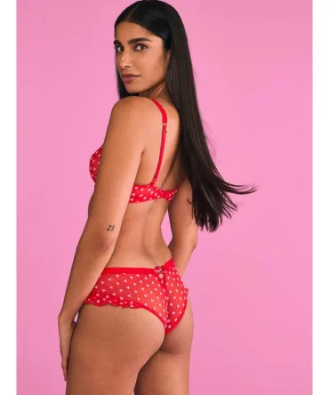 Tease Mesh Lace-Trim Cheeky Panty