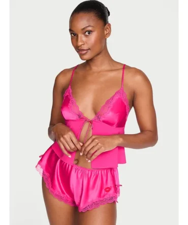 Tease Satin & Chiffon Flyaway Cami Set