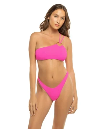 Textured Asymmetrical Ring Bikini Top