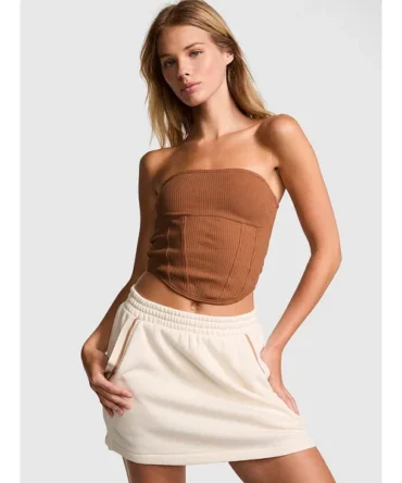 The Cinched Cotton Strapless Corset Top