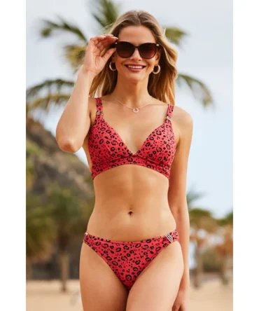The Perfect Coral Leopard Print Moulded Cup Bikini Top