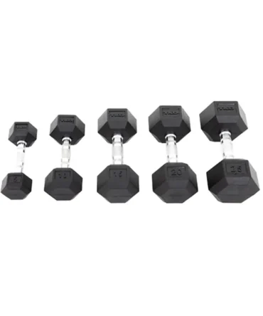 TKO Rubber Hex Dumbbell w/ Chrome Contoured Grip