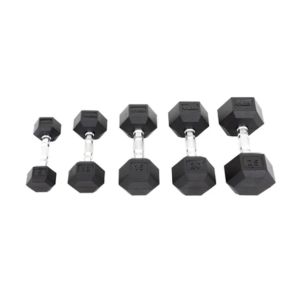 TKO Rubber Hex Dumbbell w/ Chrome Contoured Grip