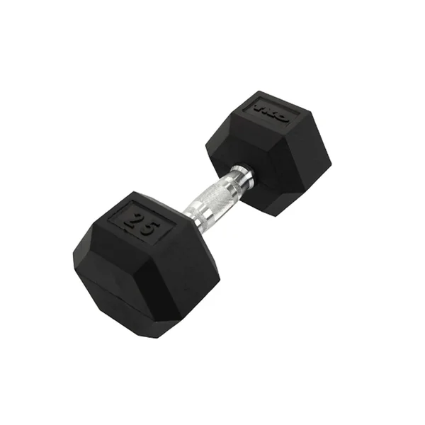 TKO Rubber Hex Dumbbell w/ Chrome Contoured Grip