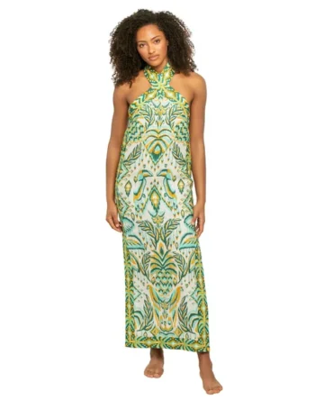 Tropical Tapestry Linen Maxi Dress