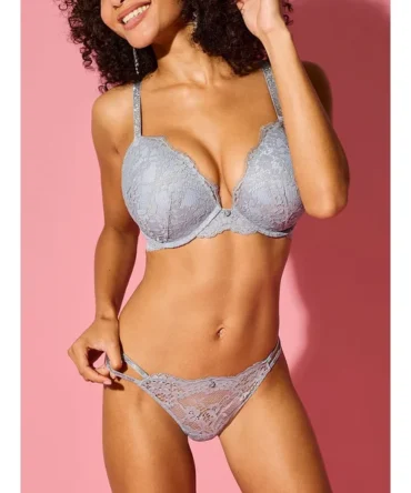 Twinkle Silver Lace Strappy Brazilian Panty