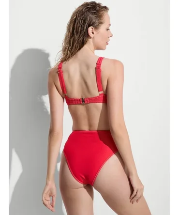 Two-Tone Rib High-Waist Cheeky Bikini Bottom